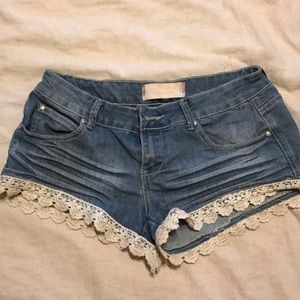 Lace jean shorts